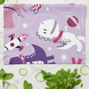 Space Dinosaurs, Cute Dinosaurs, Stars, Space Ship Tea Towel