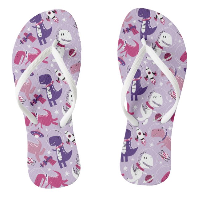 Space Dinosaurs, Cute Dinosaurs, Stars, Space Ship Thongs (Footbed)