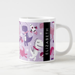 Space Dinosaurs, Cute Dinosaurs, Stars, Your Name Large Coffee Mug