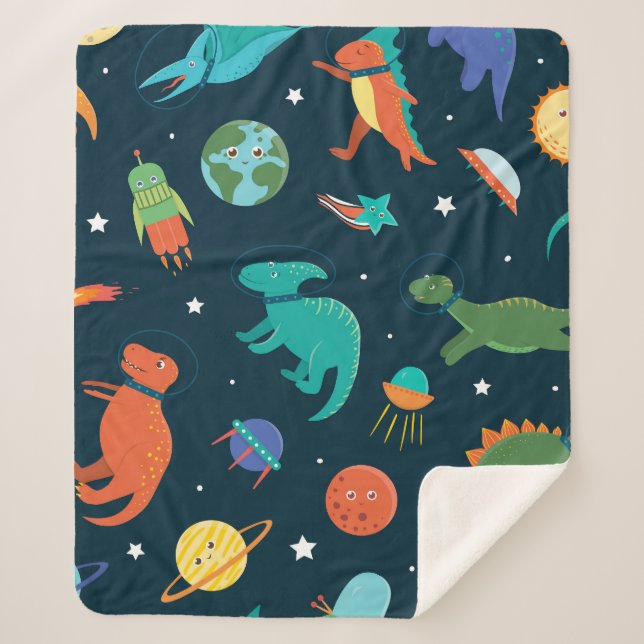 Space Dinosaurs Sherpa Blanket (Front)