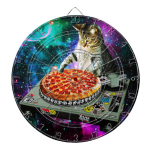 Space dj cat pizza dartboard