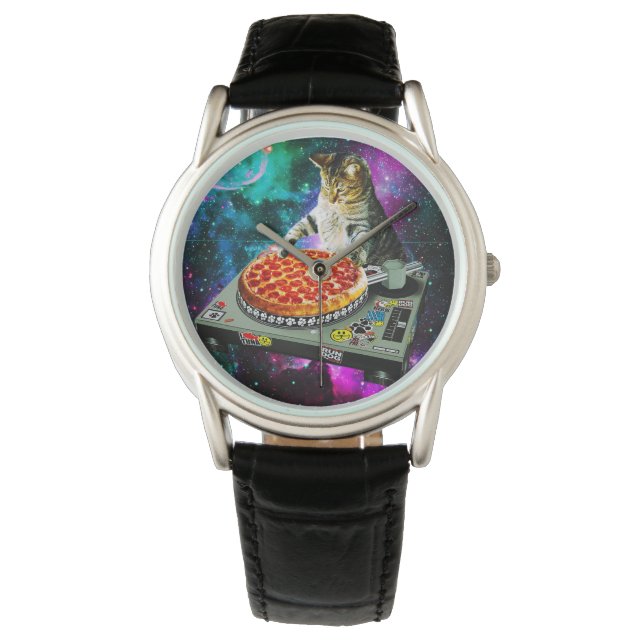 Space dj cat pizza watch (Front)
