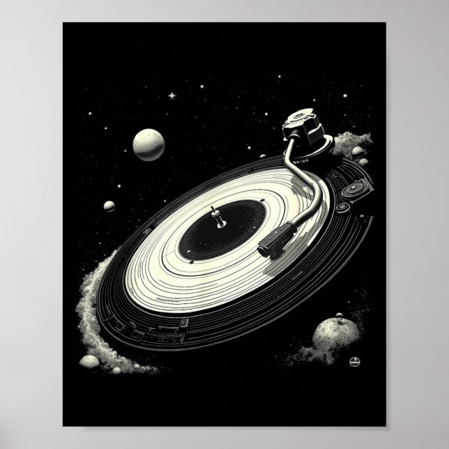 Space DJ s for Men Solar System Vinyl Record Poster (Front)
