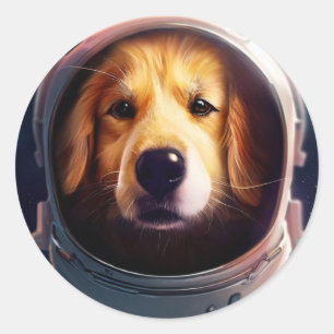Space Dog Classic Round Sticker