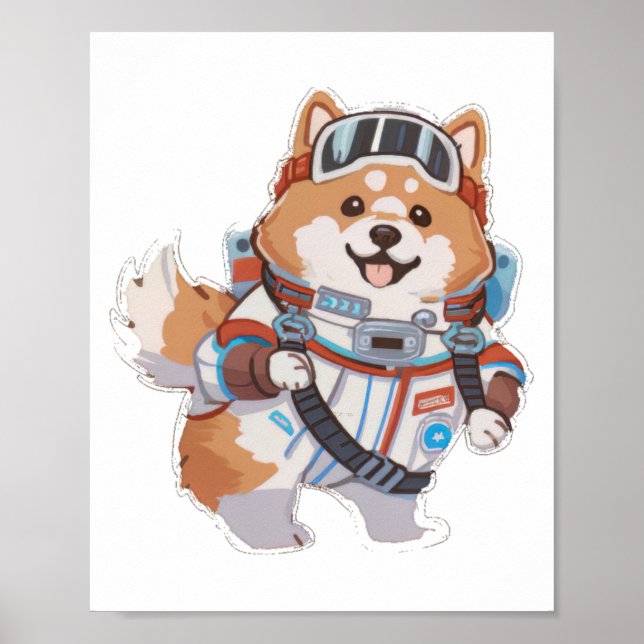 Space Dog in astro costume  Poster (Front)