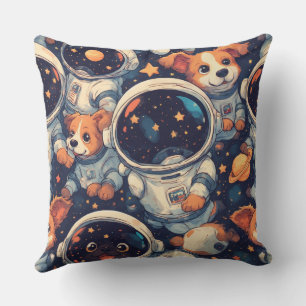 Space Dog Line Art Minimalist Astronaut Cushion
