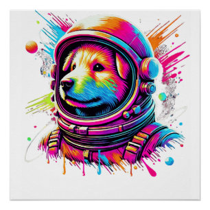 Space Dog Lover Design Poster
