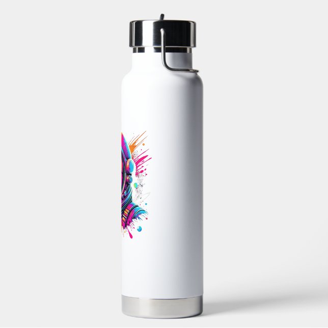 Space Dog Lover Design Water Bottle (Left)