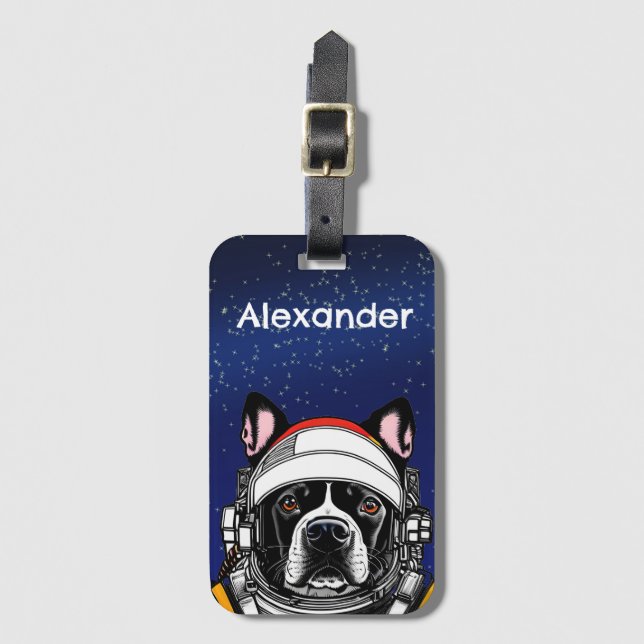 Space Dog Personalise Luggage Tag (Front Vertical)