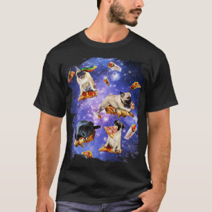 Space Dog Pug Eating Pizza, Galaxy Pugs T-Shirt