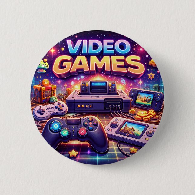 SPACE DOGS RADIO -  VIDEO GAMES LOGO26 6 CM ROUND BADGE (Front)