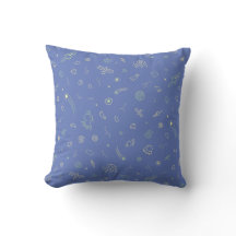 Space Doodle Pattern Lavender Blue Throw Pillow