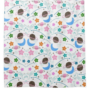 Space Doodle Pattern Shower Curtain