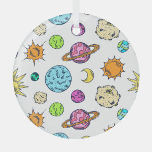 Space Doodles Cosmic Background Glass Tree Decoration