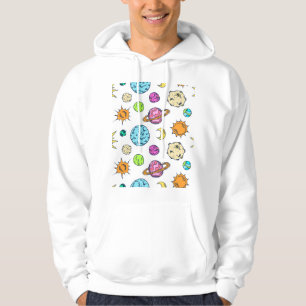 Space Doodles Cosmic Background Hoodie