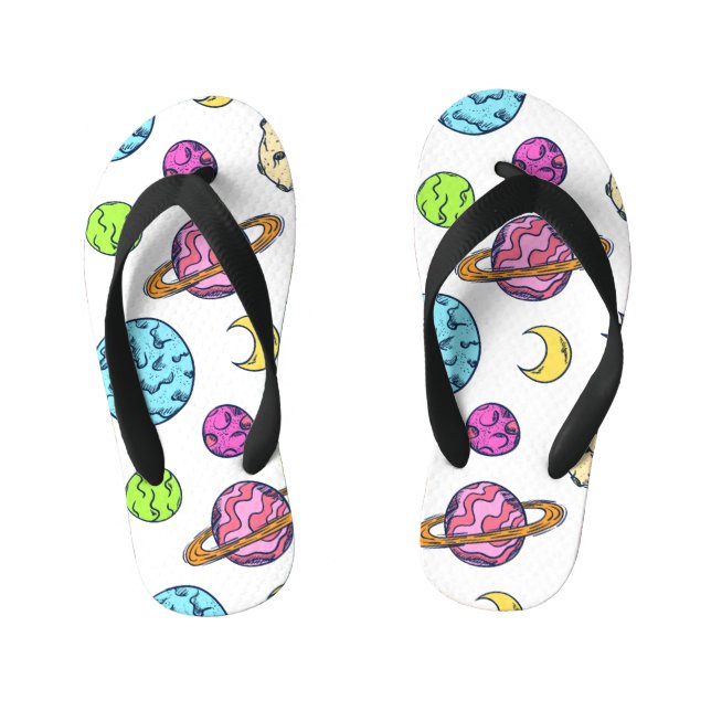 Space Doodles Cosmic Background Kid's Thongs (Footbed)