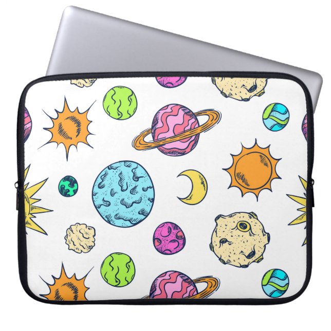 Space Doodles Cosmic Background Laptop Sleeve (Front)
