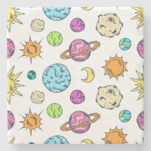 Space Doodles Cosmic Background Stone Coaster