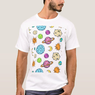 Space Doodles Cosmic Background T-Shirt