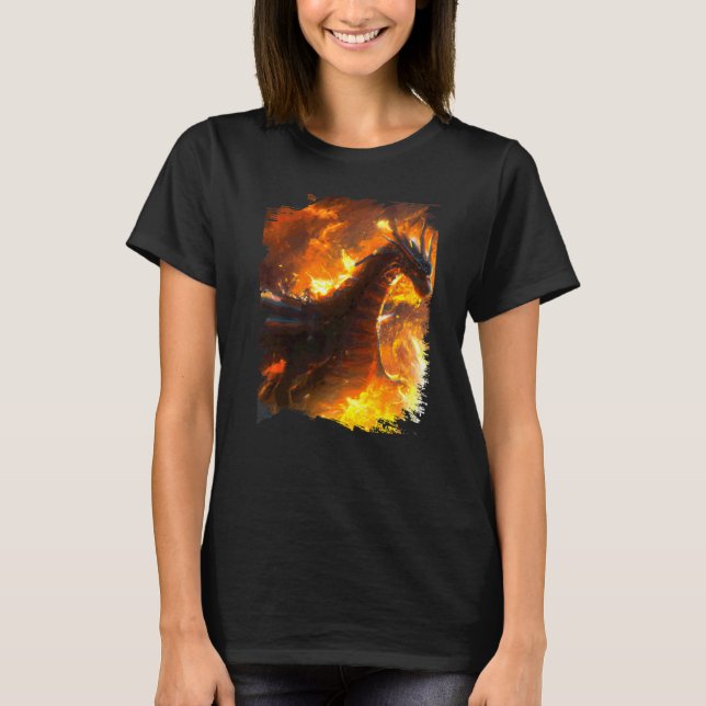 Space Dragon Breathing Fire T-Shirt (Front)