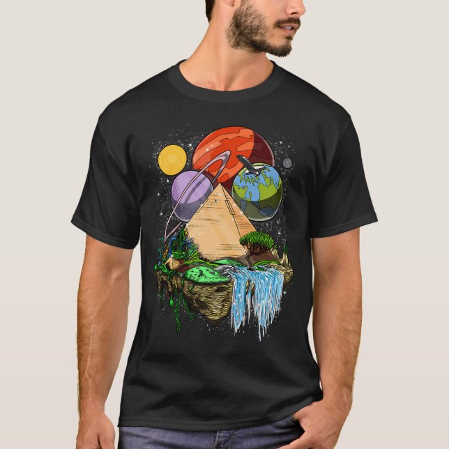 Space Egyptian Pyramids T-Shirt (Front)