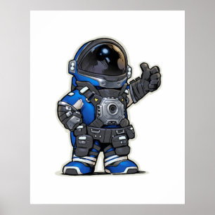 Space Engineers Cartoon Poster - Blue