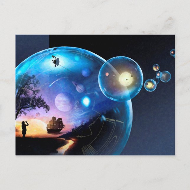 Space Exploration Artwork Voyager Spacecraft Postcard (Front)