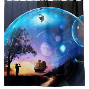 Space Exploration Artwork Voyager Spacecraft Shower Curtain