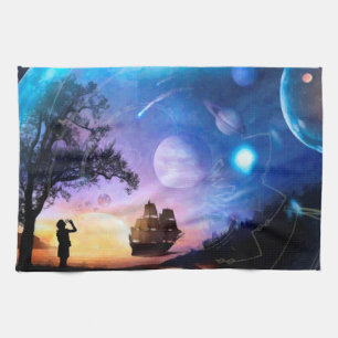 Space Exploration Artwork Voyager Spacecraft Tea Towel
