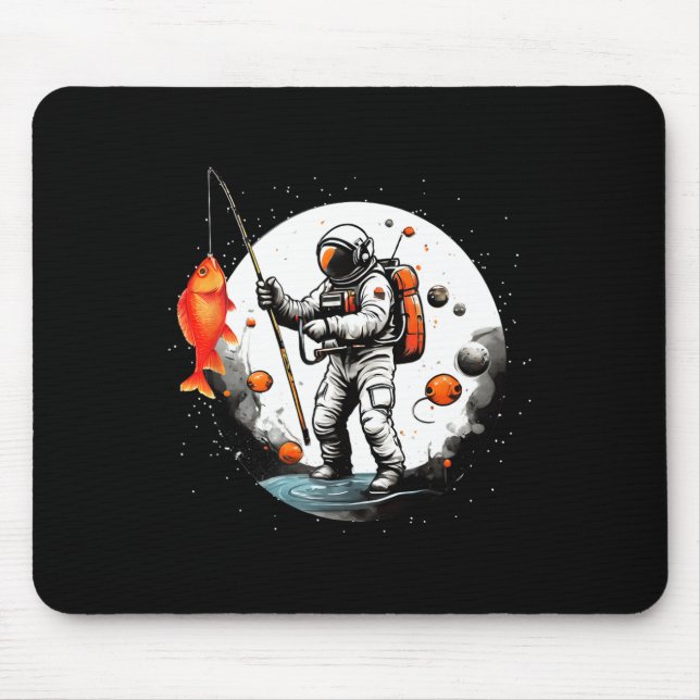 Space Exploration Cosmonaut Space-man Fishing Astr Mouse Pad (Front)