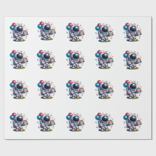 Space Explorer Astronaut Birthday Wrapping Paper 