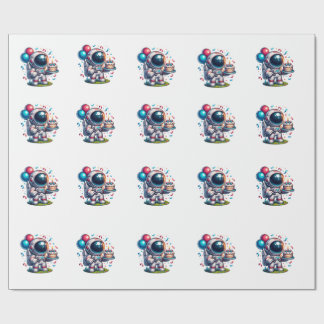 Space Explorer Astronaut Birthday Wrapping Paper 