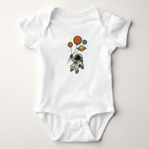 Space Explorer – Astronaut with Planet Balloons Baby Bodysuit
