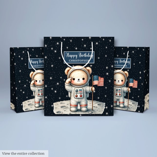 Space Explorer Bear Gift Bag for Boy Birthday (Space Explorer Bear Gift Bag for Boy Birthday)