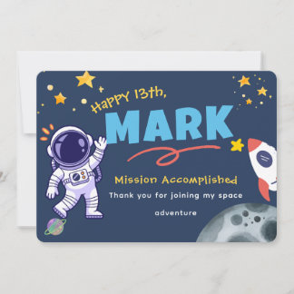 Space Explorer Birthday Thank You Card