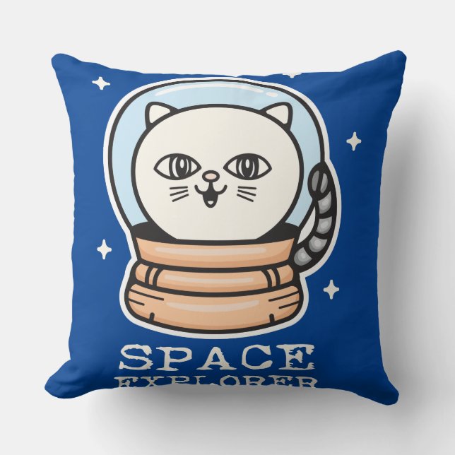Space Explorer Cat Cushion (Front)
