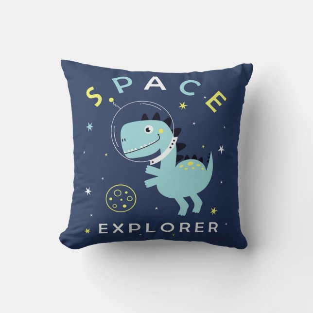 Space Explorer Dinosaur Kid's Cushion (Front)