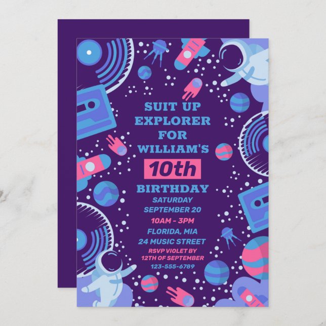 Space Explorer Invitation (Front/Back)