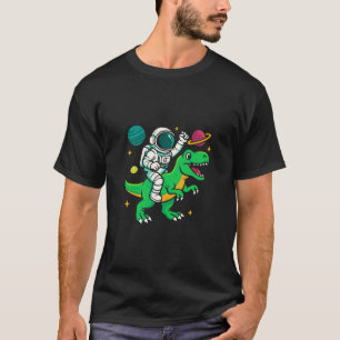 Space Explorer Riding a Dinosaur in Outer Space T-Shirt