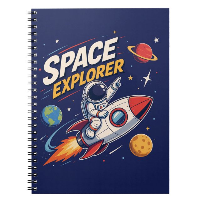 Space Explorer Rocket Adventure Notebook (Front)