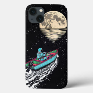 Space Explorer Rowing to the Moon iPhone 13 Case