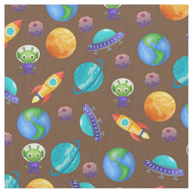 Space Explorers on Brown Fabric (Close Up)
