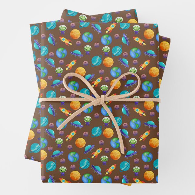 Space Explorers on Brown Wrapping Paper Sheet (In situ)