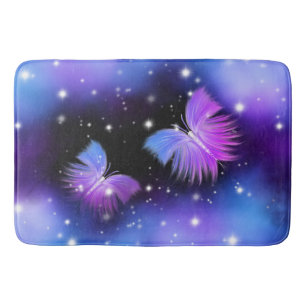 Space Fantasy Butterflies Cosmic Bath Mat