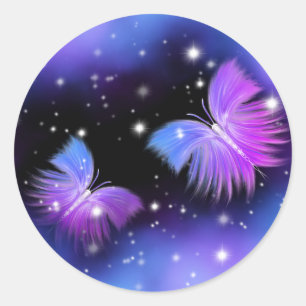 Space Fantasy Butterflies Cosmic Classic Round Sticker