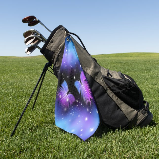 Space Fantasy Butterflies Cosmic Golf Towel (Green)