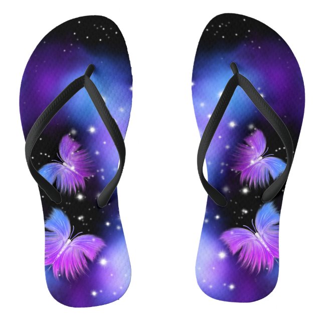Space Fantasy Butterflies Cosmic Thongs (Footbed)