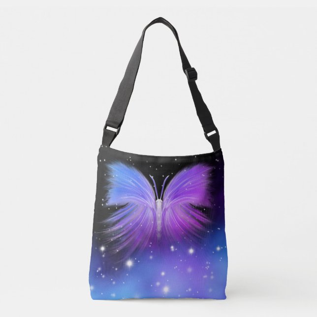 Space Fantasy Butterfly Cosmic Crossbody Bag (Front)