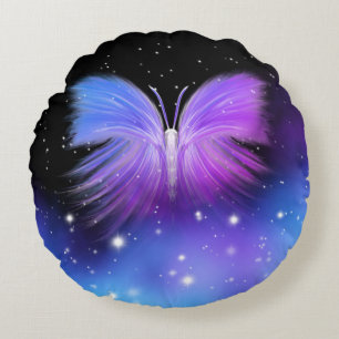 Space Fantasy Butterfly Cosmic Round Cushion