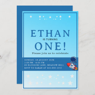 Space First Birthday Invitation – Astronaut Party